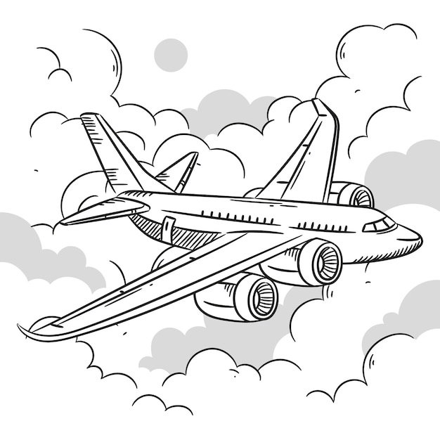 Free Vector hand drawn airplane outline illustration