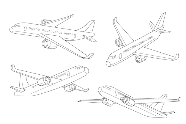 Hand drawn airplane outline illustration