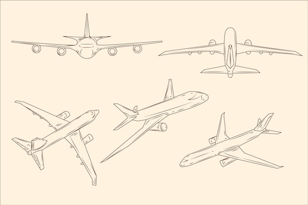 Free Vector hand drawn airplane outline illustration