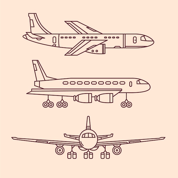 Hand drawn airplane outline illustration