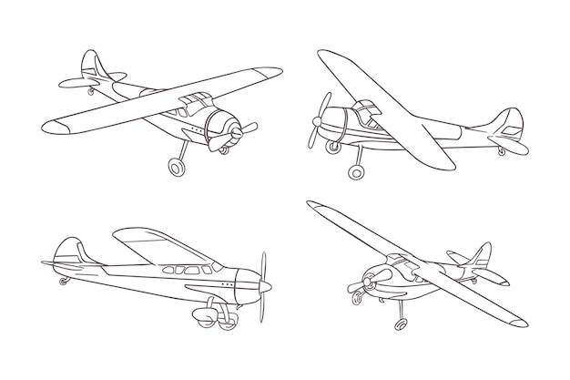 Free Vector hand drawn airplane outline illustration