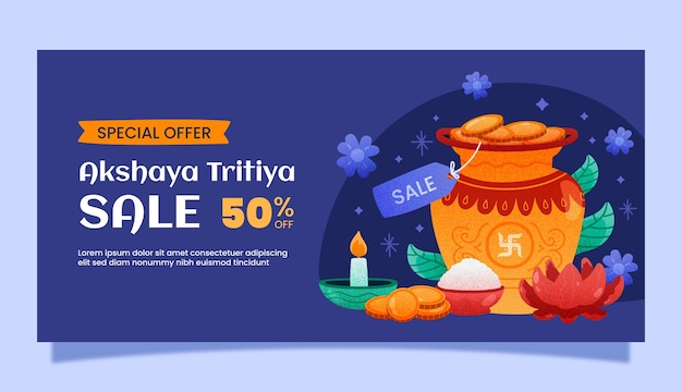 Free Vector hand drawn akshaya tritiya horizontal banner template