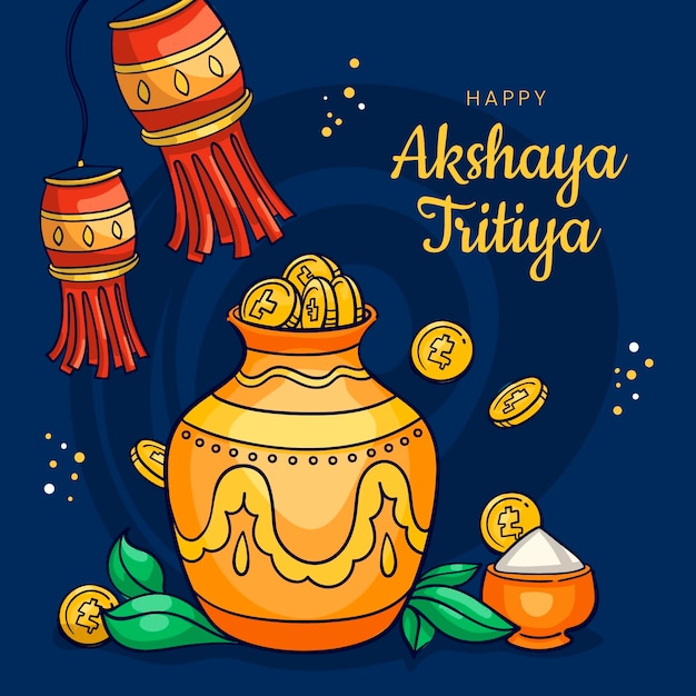 Free Vector hand drawn akshaya tritiya illustration