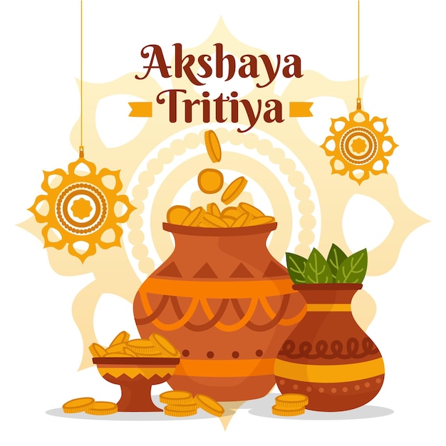 Hand drawn akshaya tritiya illustration