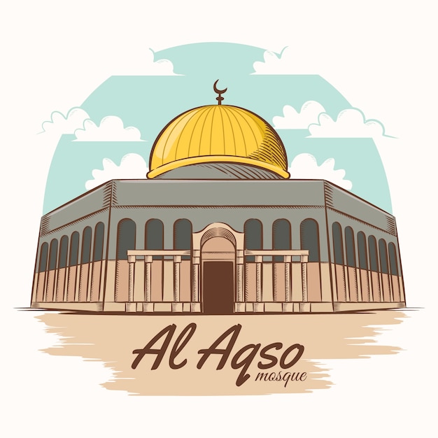 Hand drawn al aqsa illustration