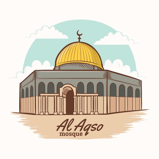 Hand drawn al aqsa illustration