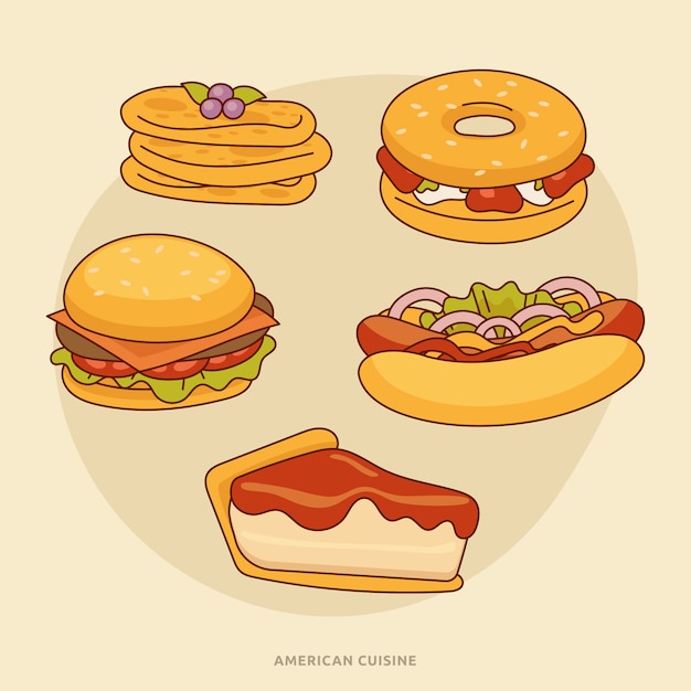 Hand drawn american cuisine illustration