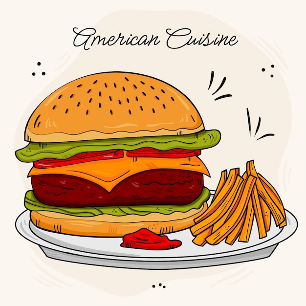 Hand drawn american cuisine illustration