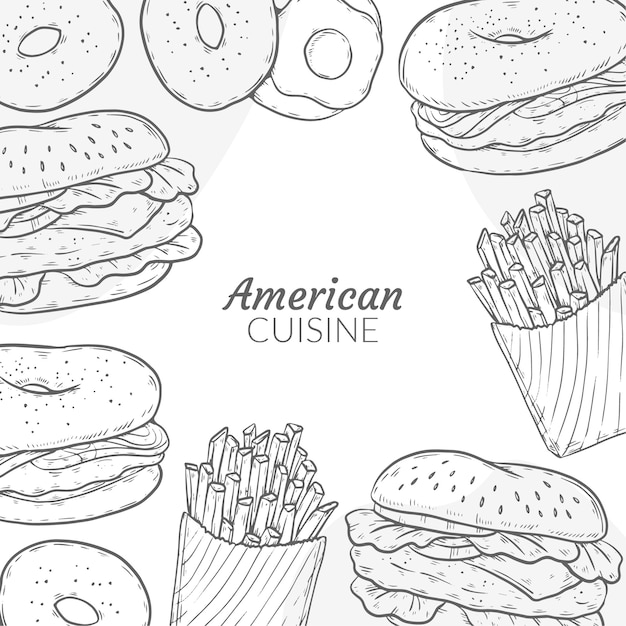 Hand drawn american cuisine illustration