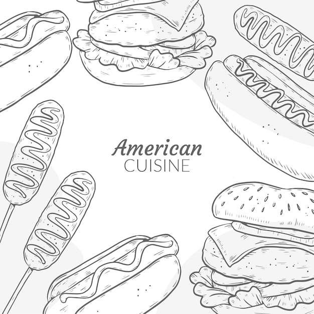 Hand drawn american cuisine illustration