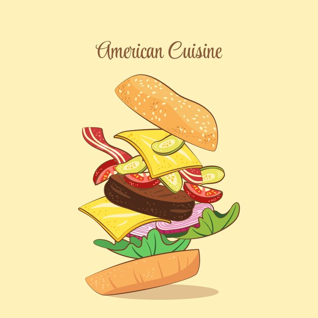 Hand drawn american cuisine illustration