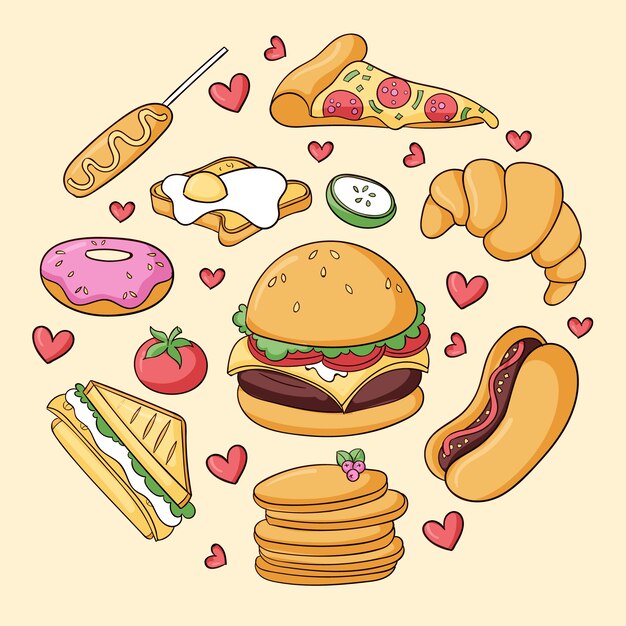 Hand drawn american cuisine illustration