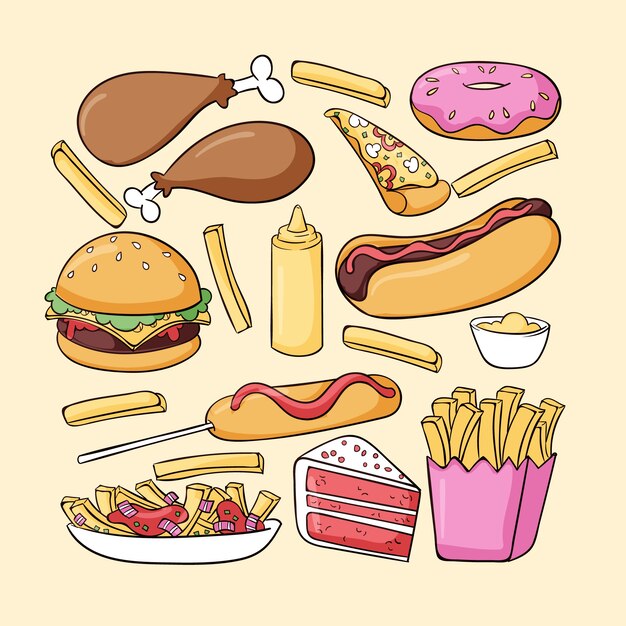 Hand drawn american cuisine illustration