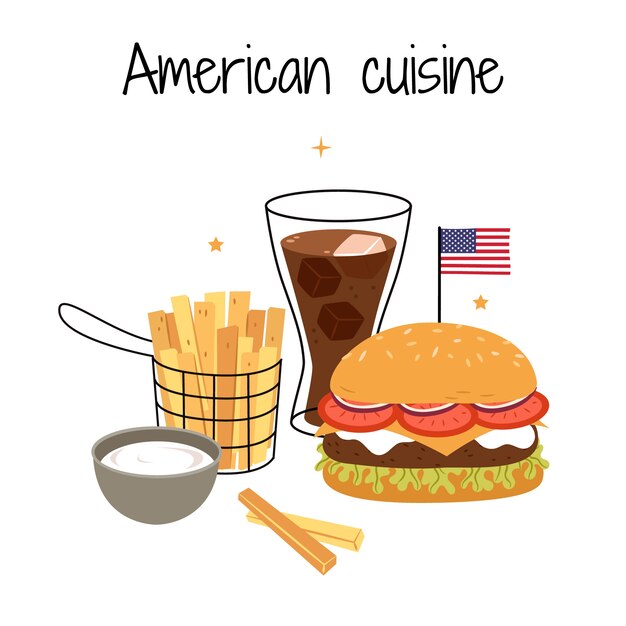 Hand drawn american cuisine illustration