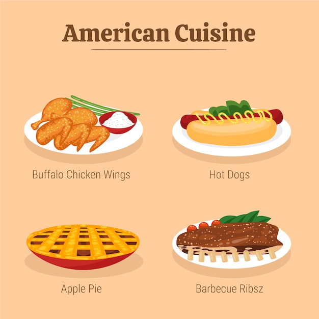 Hand drawn american cuisine illustrations