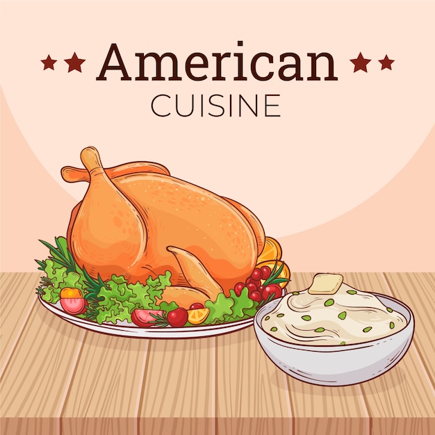 Free Vector hand drawn american cuisine