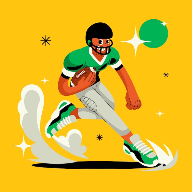 Hand drawn american football cartoon illustration