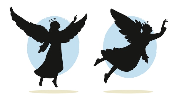 Free vector hand drawn angel silhouette illustration