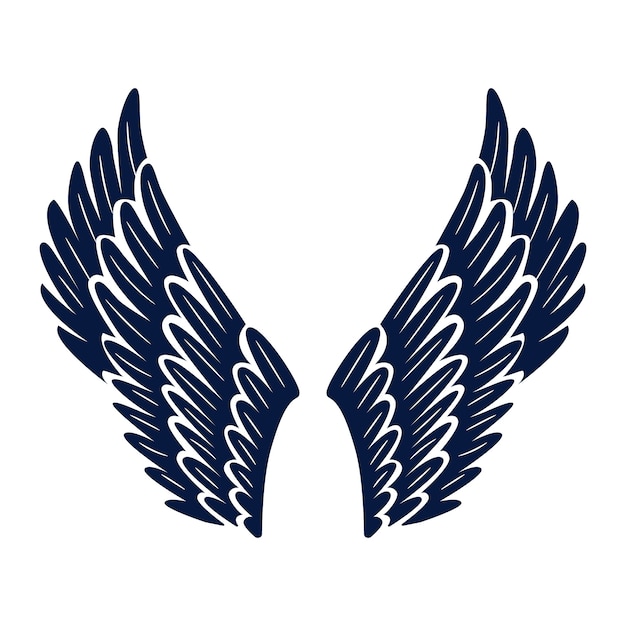 Hand drawn  angel wings silhouette