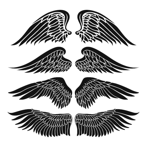 Hand drawn angel wings silhouette