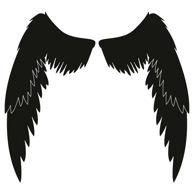 Hand drawn angel wings silhouette