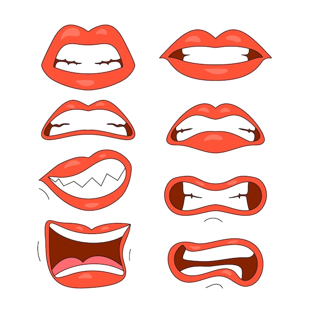 Free vector hand drawn angry mouth cartoon illustration