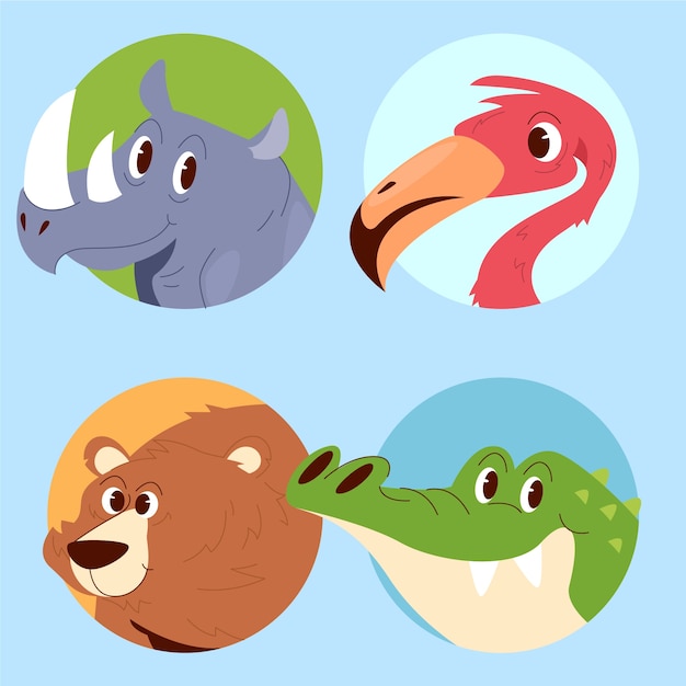 Free Vector hand drawn animal avatars element collection