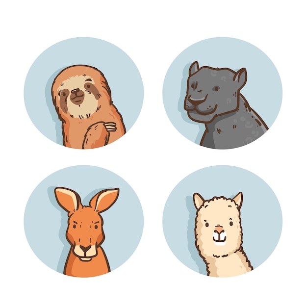 Free Vector hand drawn animal avatars element collection