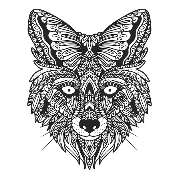 Hand drawn animal mandala illustration