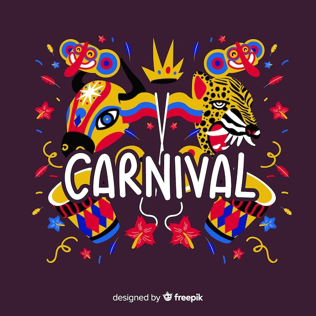 Hand drawn animals carnival background