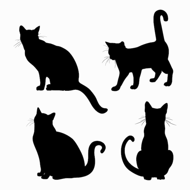 Hand drawn animals silhouette illustration