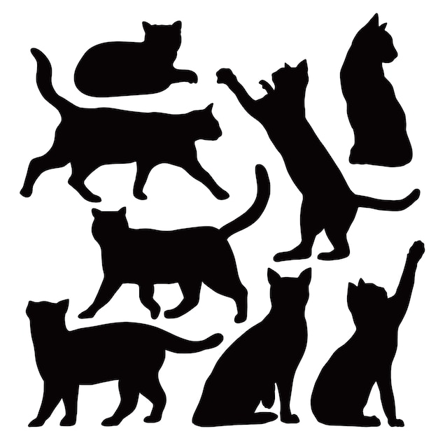 Hand drawn animals silhouette set illustration