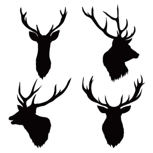 Hand drawn animals silhouette set illustration