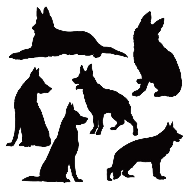 Free Vector hand drawn animals silhouette set illustration