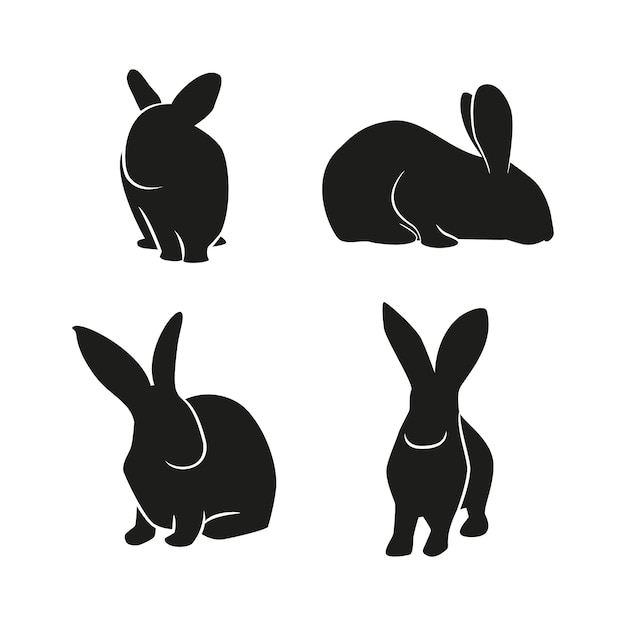 Hand drawn animals silhouette set