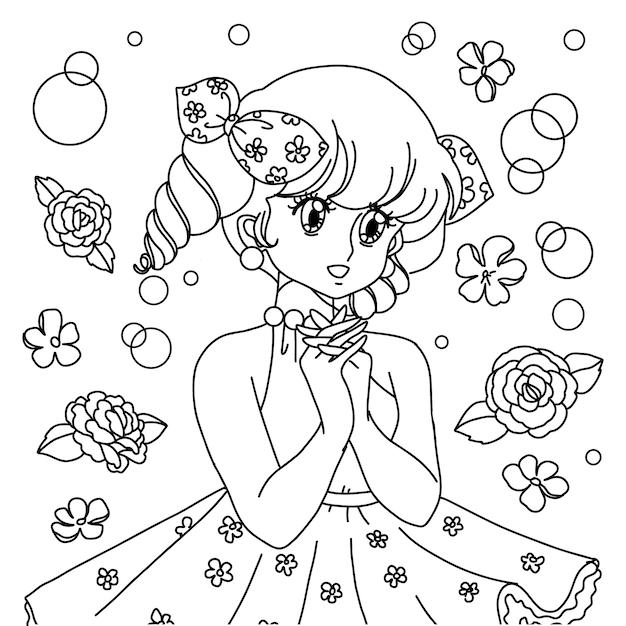 Free vector hand drawn anime coloring pages illustration