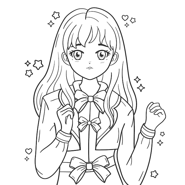 Free vector hand drawn anime coloring pages illustration