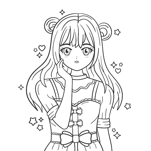 Free vector hand drawn anime coloring pages illustration