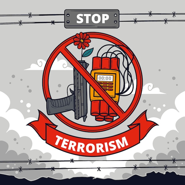 Free vector hand drawn anti terrorism day illustration