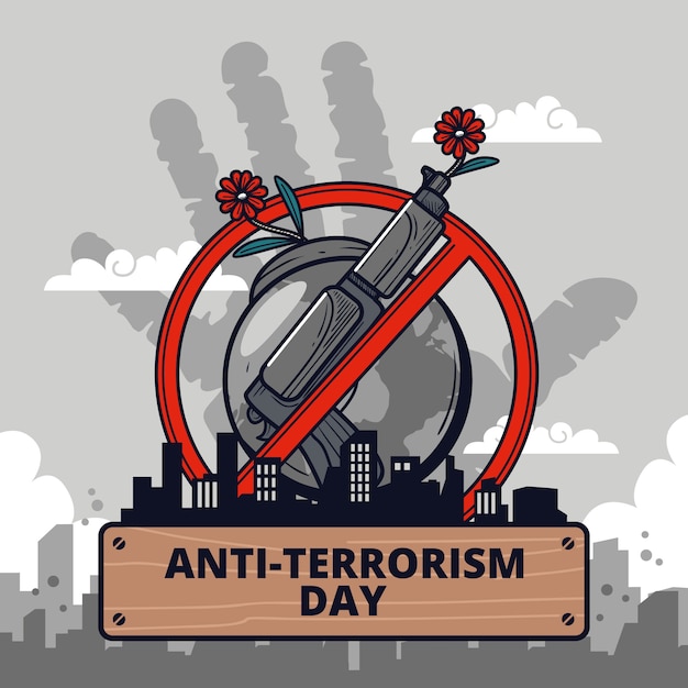 Free vector hand drawn anti terrorism day illustration