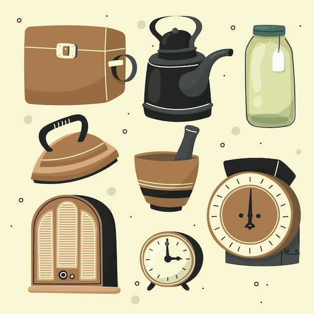 Free Vector hand drawn antique objects collection