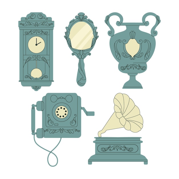 Free Vector hand drawn antique objects collection