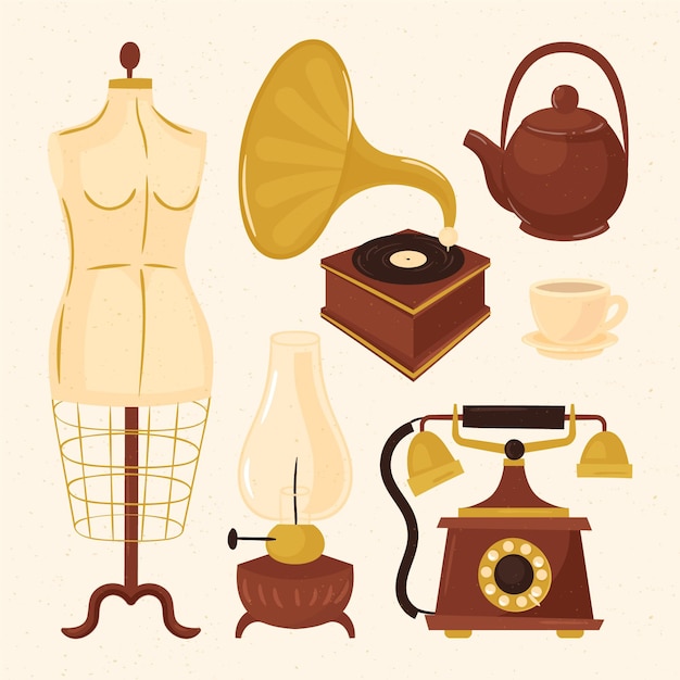 Free Vector hand drawn antique objects collection