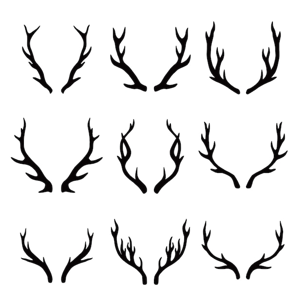 Hand drawn antler  silhouette illustration