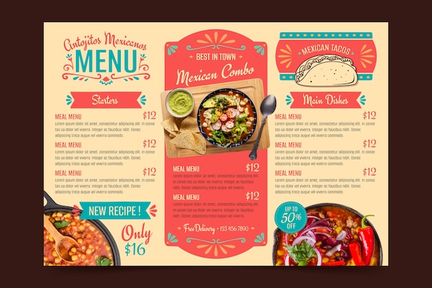 Hand drawn antojitos menu design