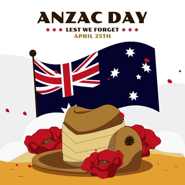 Hand drawn anzac day illustration