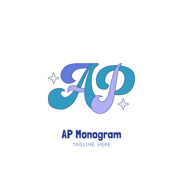 Hand drawn ap monogram logo