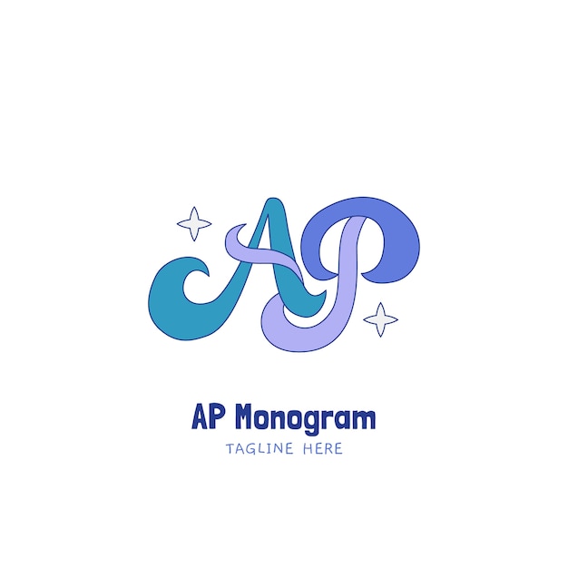 Hand drawn ap monogram logo