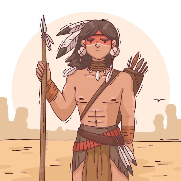 Hand drawn apache illustration