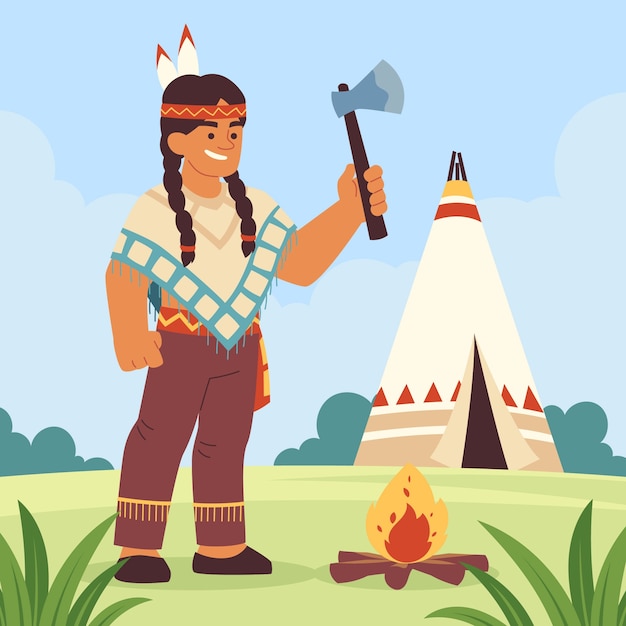 Free Vector hand drawn apache illustration